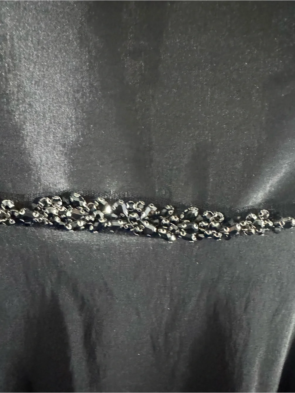 Clarisse Black V-Neck A-Line Prom Dress with Beaded Waist - Picture 6 of 6